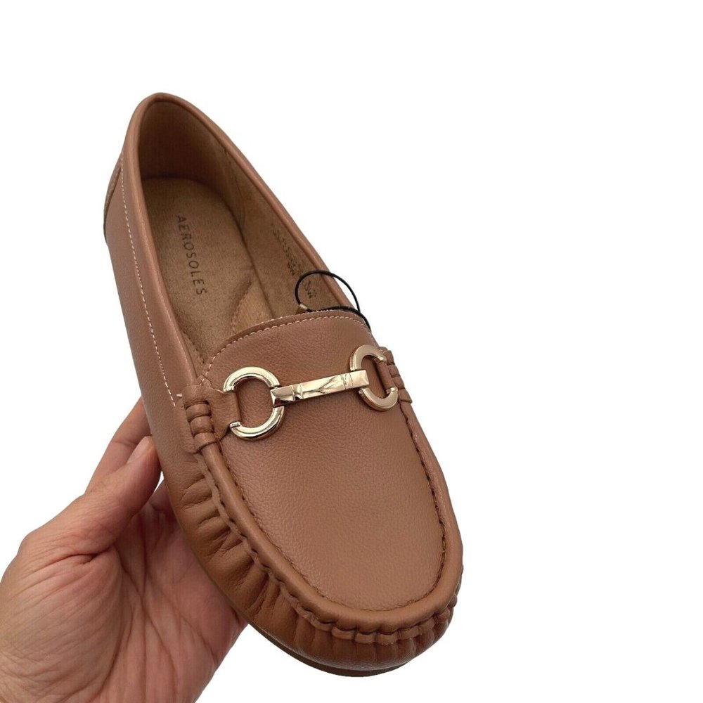 Aerosoles Womens Loafers Size 7.5-9 Wide Cognac Vegan Leather Cushioned Shoes - Picture 15 of 15